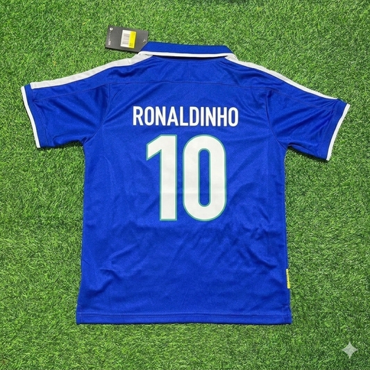 Ronaldinho Brazil 1997 Blue Retro Football Jersey