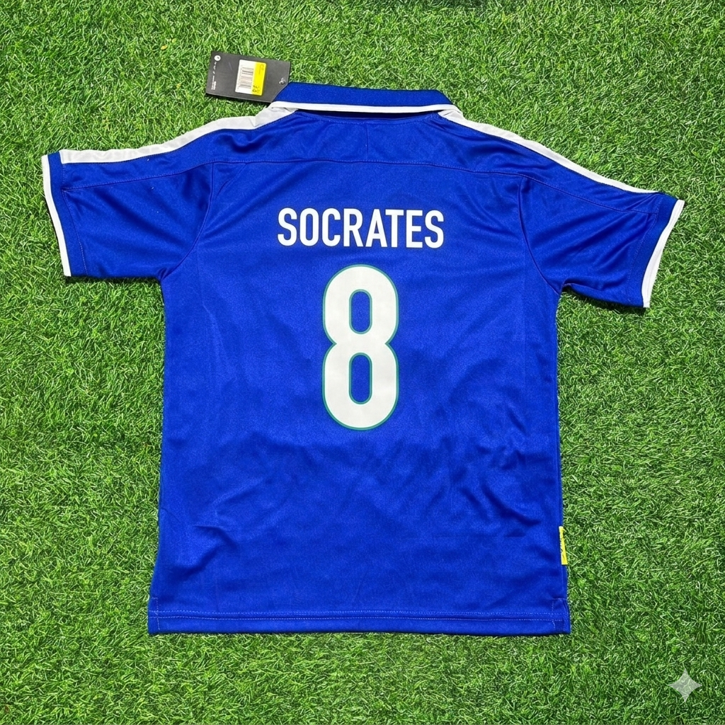 Socrates Brazil Blue Retro Football Jersey