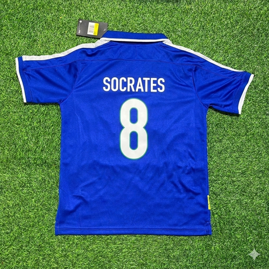 Socrates Brazil Blue Retro Football Jersey