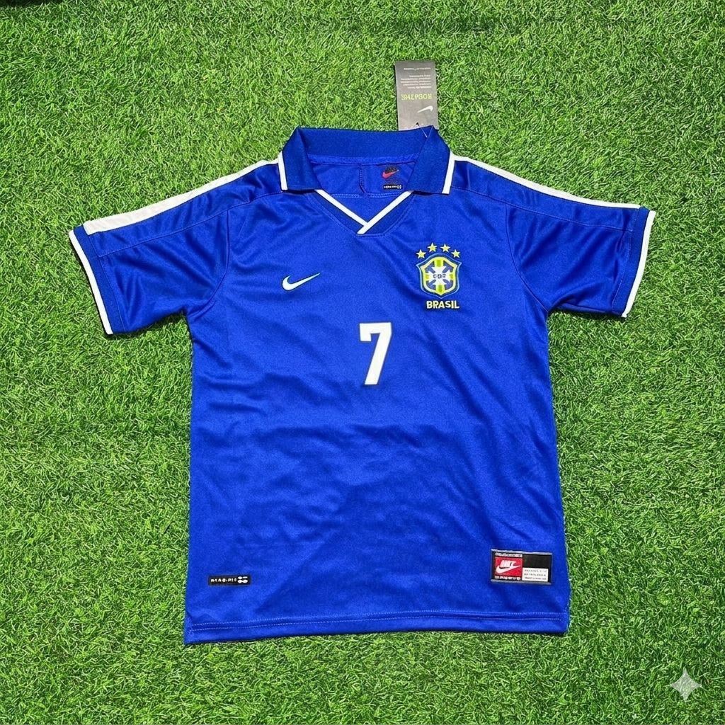 Adriano Brazil Blue Retro Football Jersey