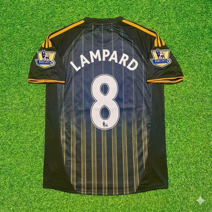 Frank Lampard #8 Chelsea 2010 2011 Away Retro Black Orange Football Jersey