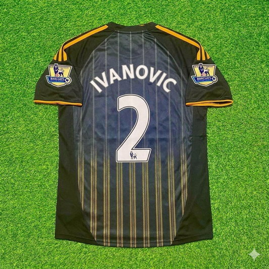 Branislav Ivanovic #2 Chelsea 2010 2011 Away Retro Black Orange Football Jersey