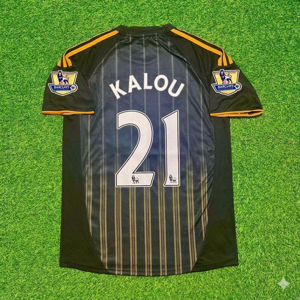 Salomon Kalou #21 Chelsea 2010 2011 Away Retro Black Orange Football Jersey