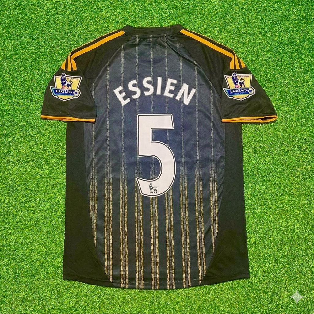 Michael Essien #5 Chelsea 2010 2011 Away Retro Black Orange Football Jersey