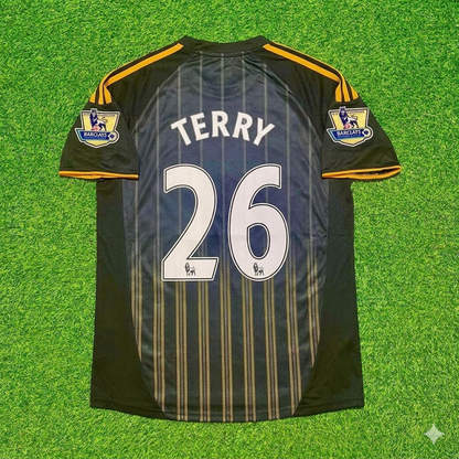 John Terry #26 Chelsea 2010 2011 Auswärts Retro Schwarz Orange Fußballtrikot