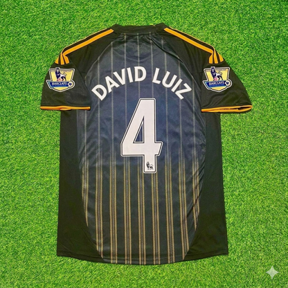David Luiz #4 Chelsea 2010 2011 Away Retro Black Orange Football Jersey
