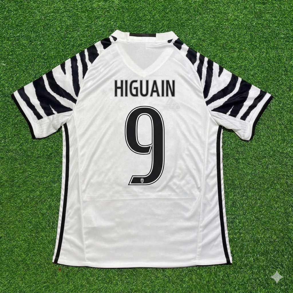 Gonzalo Higuain #9 Juventus 2016 2017 Auswärts Weiß Retro Fußballtrikot