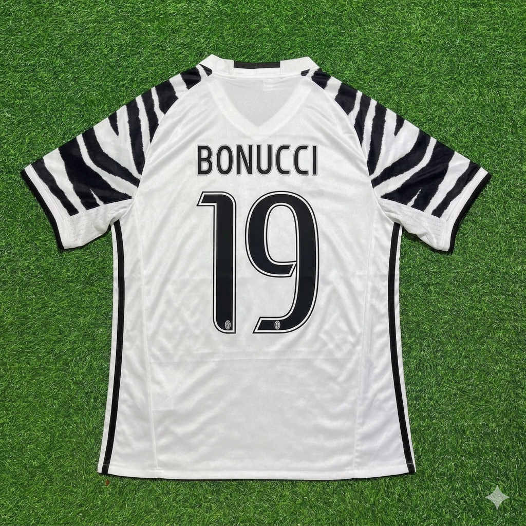 Leonardo Bonucci #19 Juventus 2016 2017 Away White Retro Football Jersey