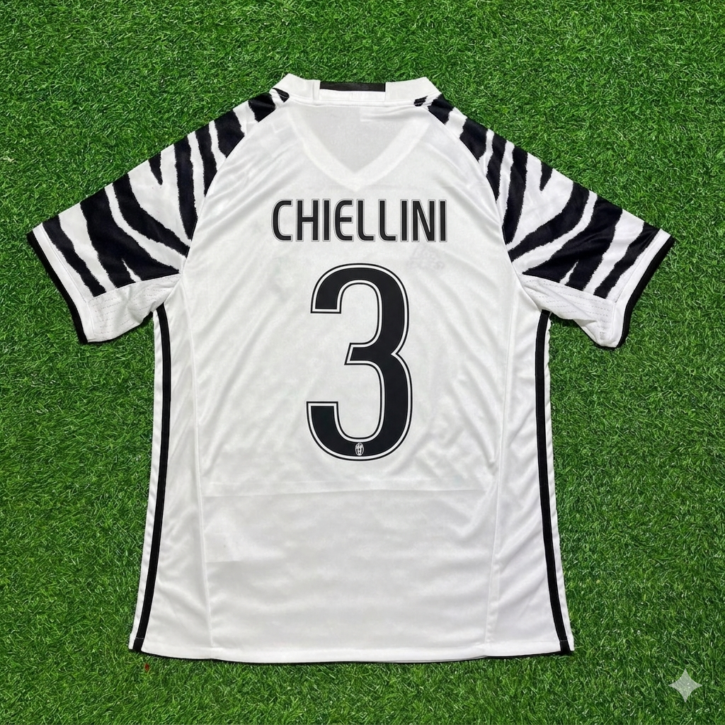 Giorgio Chiellini #3 Juventus 2016 2017 Away White Retro Football Jersey
