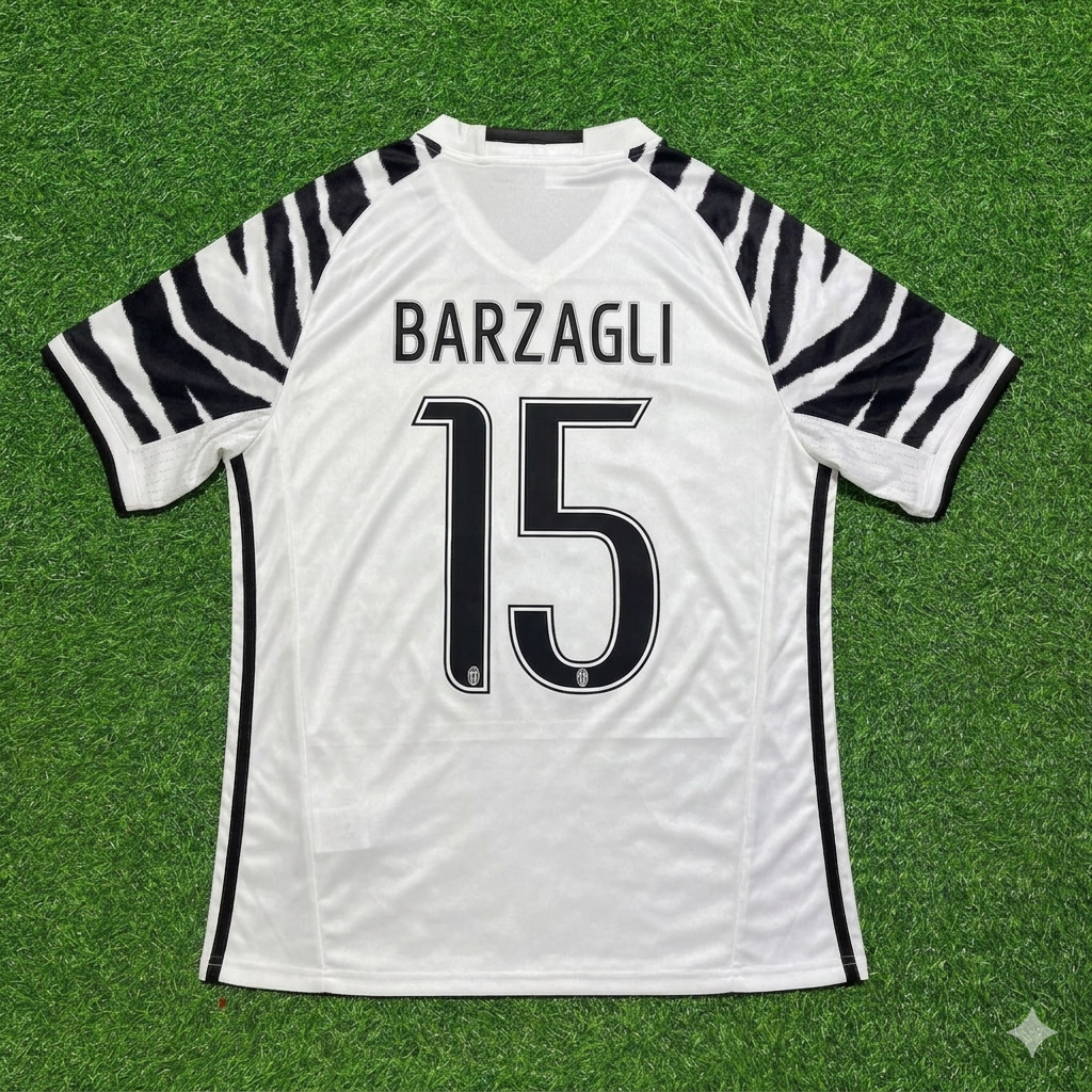 Andrea Barzagli #15 Juventus 2016 2017 Away White Retro Football Jersey