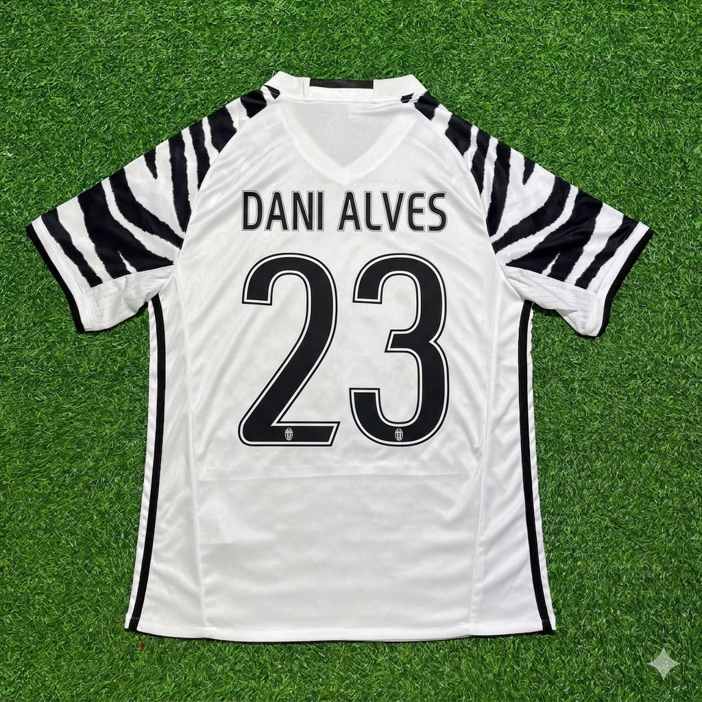 Dani Alves #23 Juventus 2016 2017 Away White Retro Football Jersey