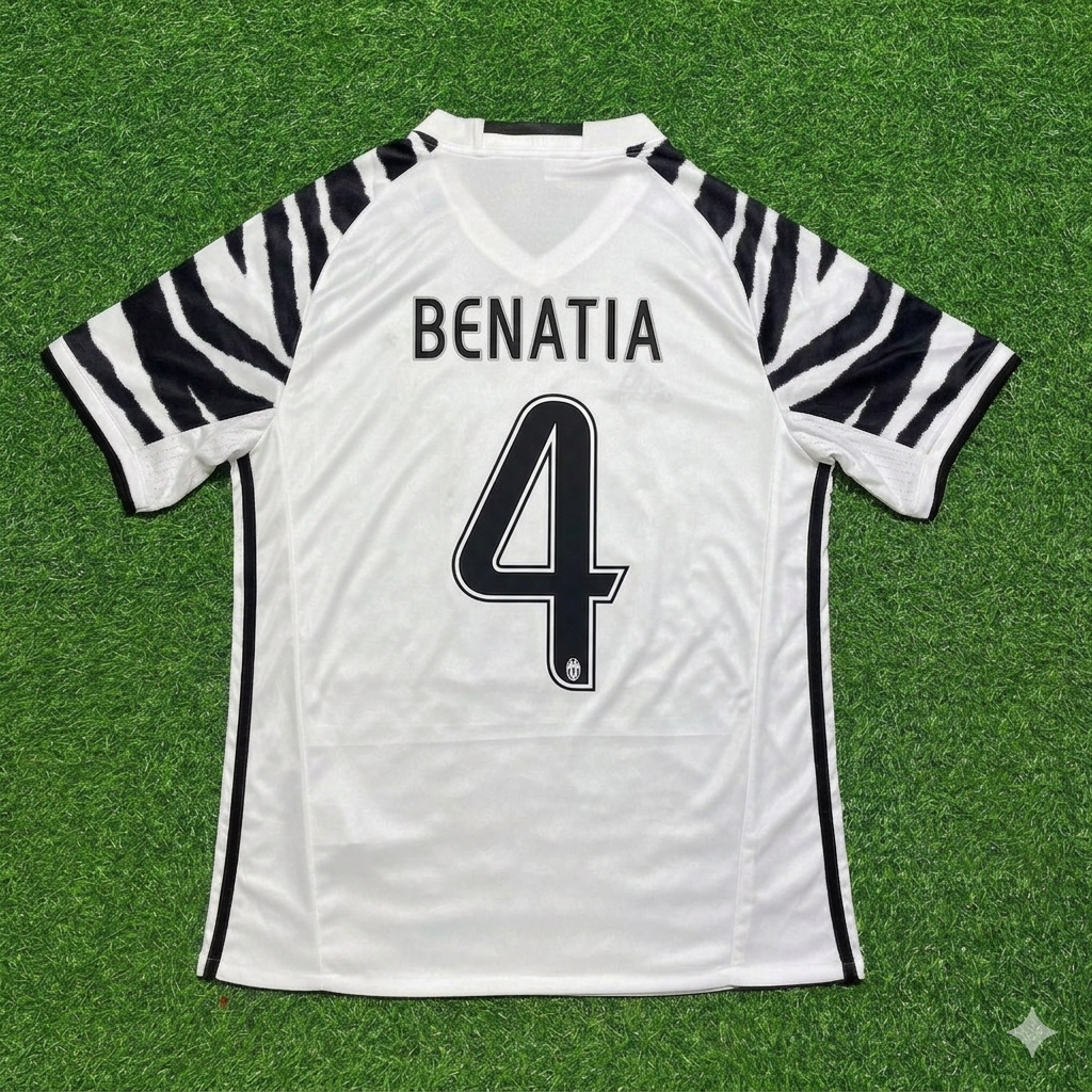 Mehdi Benatia #4 Juventus 2016 2017 Away White Retro Football Jersey