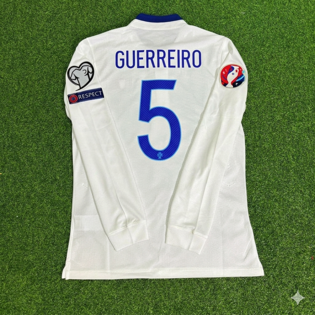 Raphael Guerreiro Portugal EURO 2016 White Long Sleeve Retro Football Jersey