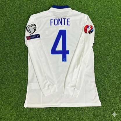 Jose Fonte Portugal EURO 2016 White Long Sleeve Retro Football Jersey