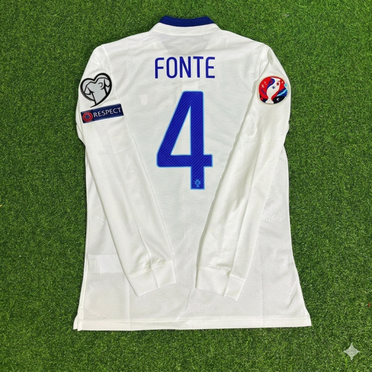 Jose Fonte Portugal EURO 2016 White Long Sleeve Retro Football Jersey
