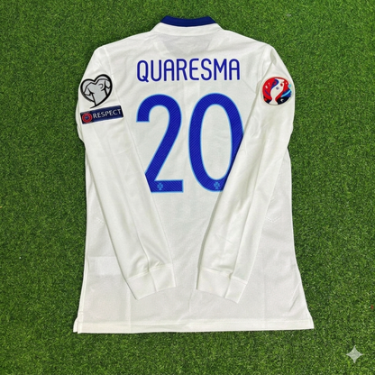 Ricardo Quaresma Portugal EURO 2016 White Long Sleeve Retro Football Jersey