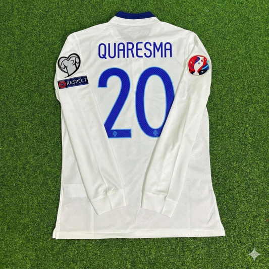 Ricardo Quaresma Portugal EURO 2016 White Long Sleeve Retro Football Jersey