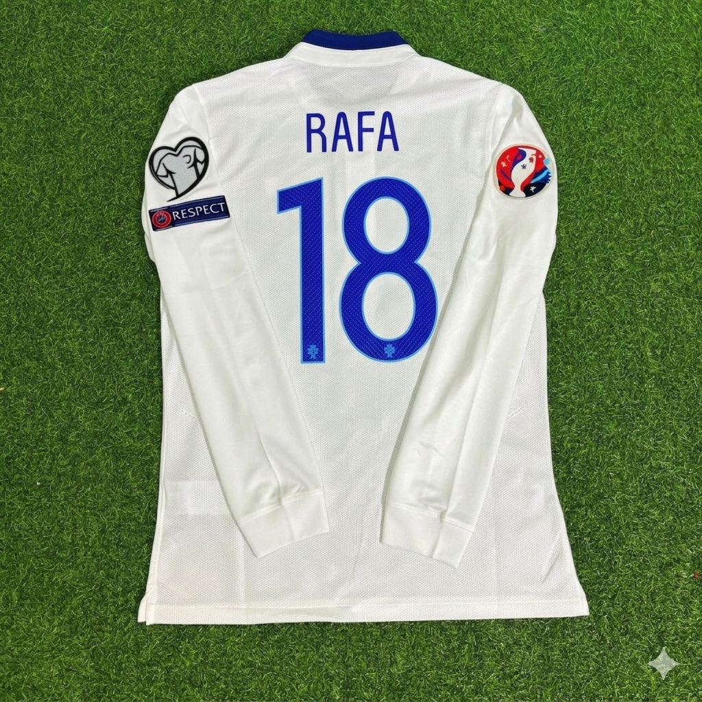 Rafa Silva Portugal EURO 2016 White Long Sleeve Retro Football Jersey
