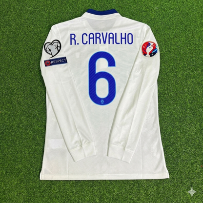 Maillot de foot rétro à manches longues blanc Ricardo Carvalho Portugal EURO 2016