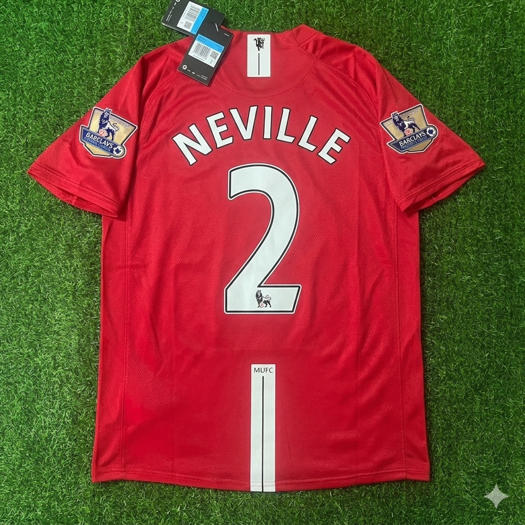 Gary Neville Manchester United 2007 2008 EPL Retro Red Jersey Trikot