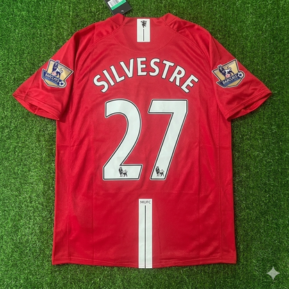 Mikaël Silvestre Manchester United 2007 2008 EPL Retro Red Jersey Trikot