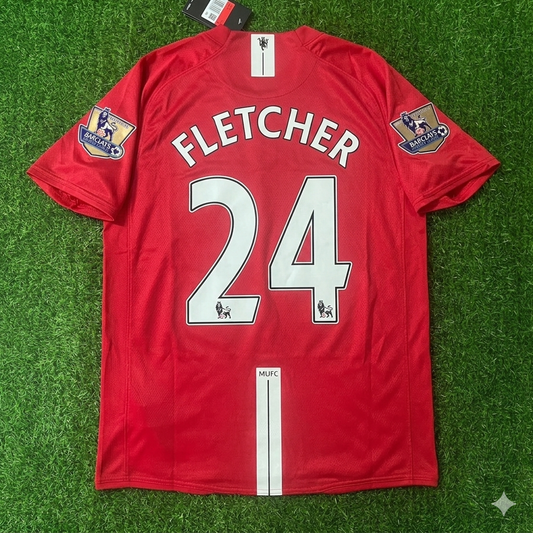 Darren Fletcher Manchester United 2007 2008 EPL Retro Red Jersey Trikot