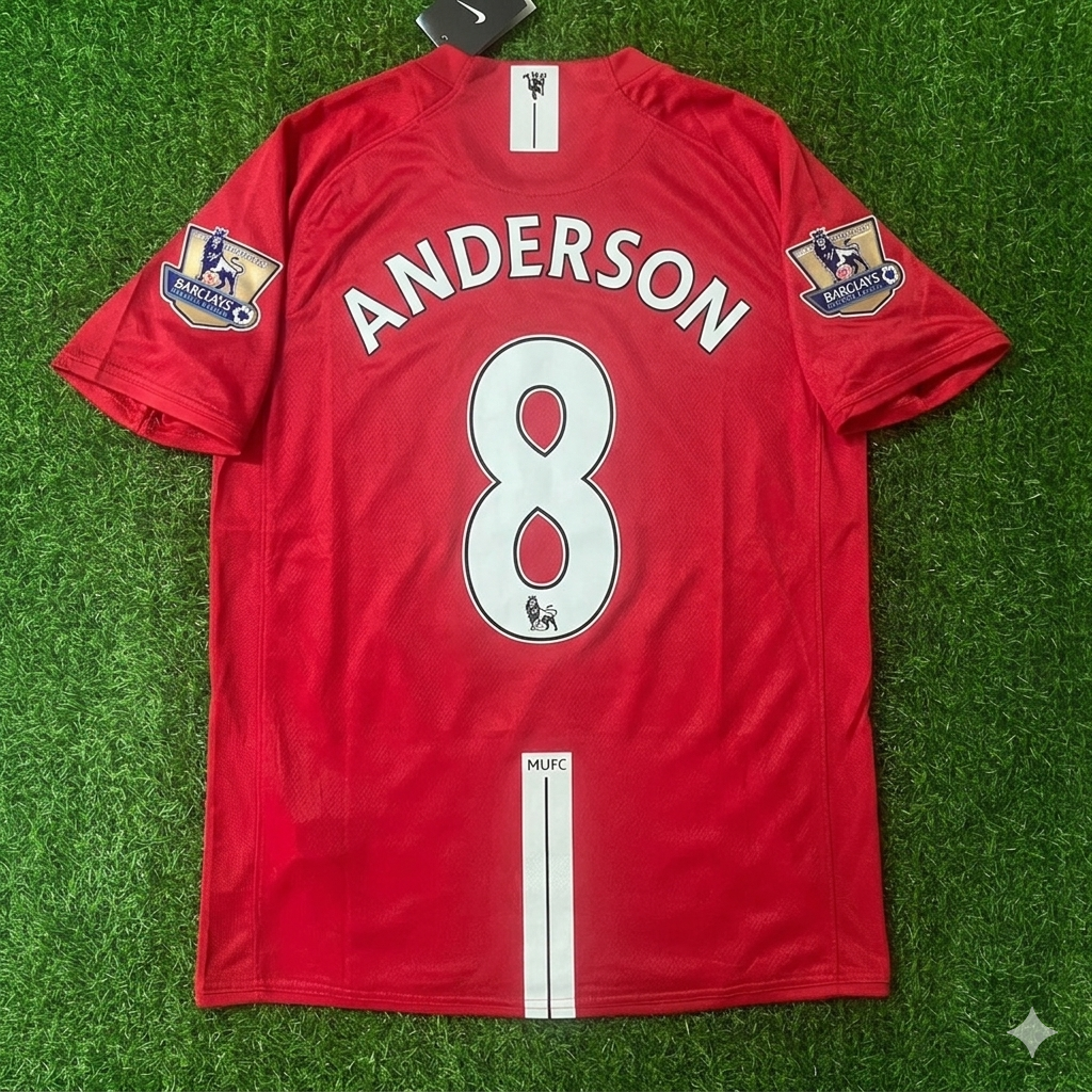 Anderson Manchester United 2007 2008 EPL Retro Red Jersey Trikot
