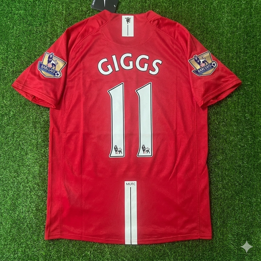 Ryan Giggs Manchester United 2007 2008 EPL Retro Red Jersey Trikot