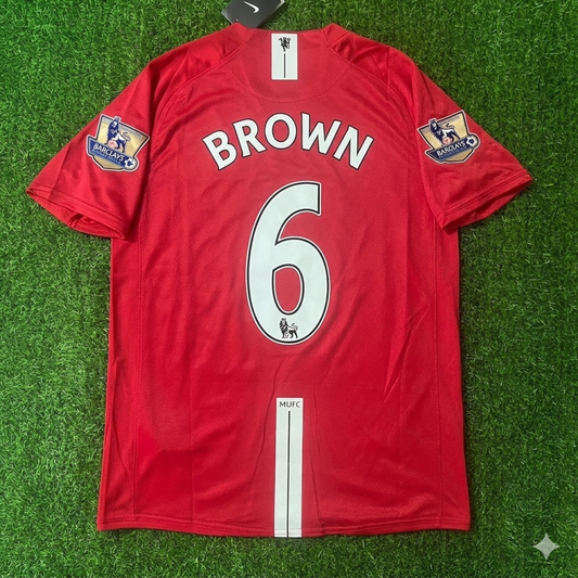 Wes Brown Manchester United 2007 2008 EPL Retro Red Jersey Trikot
