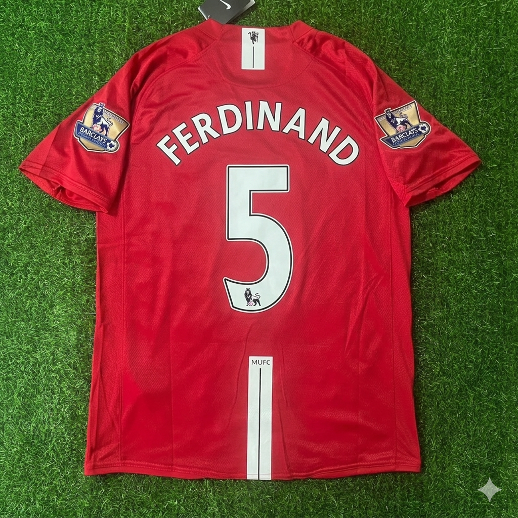 Rio Ferdinand Manchester United 2007 2008 EPL Retro Red Jersey Trikot