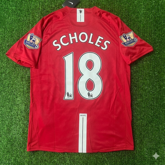 Paul Scholes Manchester United 2007 2008 EPL Retro Red Jersey Trikot
