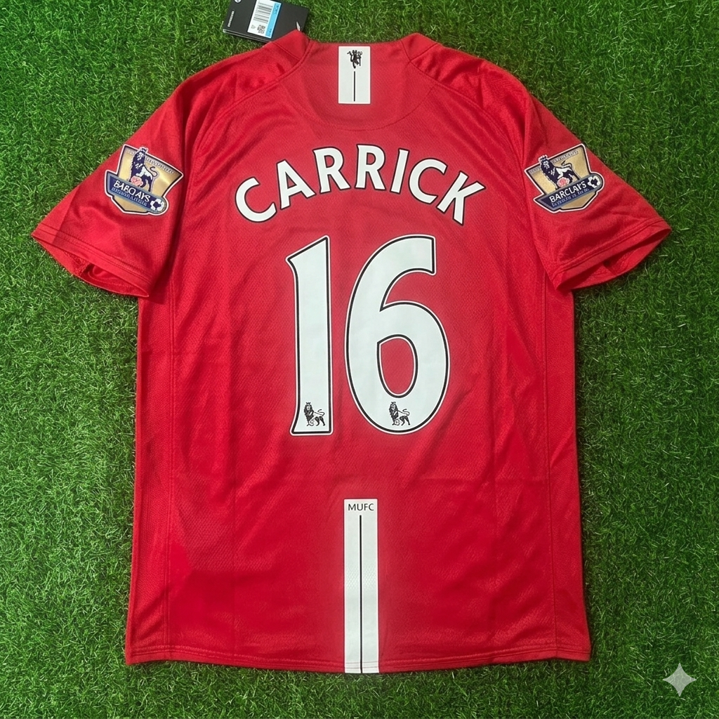 Michael Carrick Manchester United 2007 2008 EPL Retro Red Jersey Trikot
