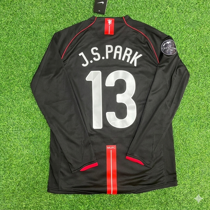 Ji-sung Park Manchester United 2007/2008 Champions League Patch Black Retro Football Jersey Kit