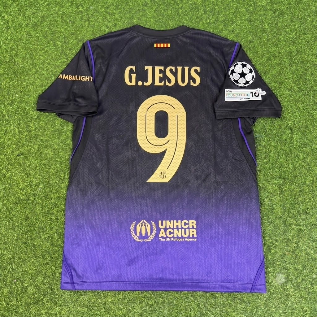 Gabriel Jesus #9 Barcelona 2027 Champions League Patch New Season Away Jersey Trikot Maillot Soccer Shirt