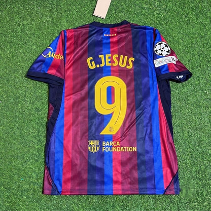 Gabriel Jesus #9 Barcelona 2027 New Season Champions League Patch Home Jersey Trikot Maillot Soccer Shirt