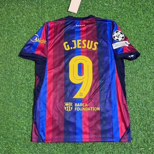 Gabriel Jesus #9 Barcelona 2027 New Season Champions League Patch Home Jersey Trikot Maillot Soccer Shirt