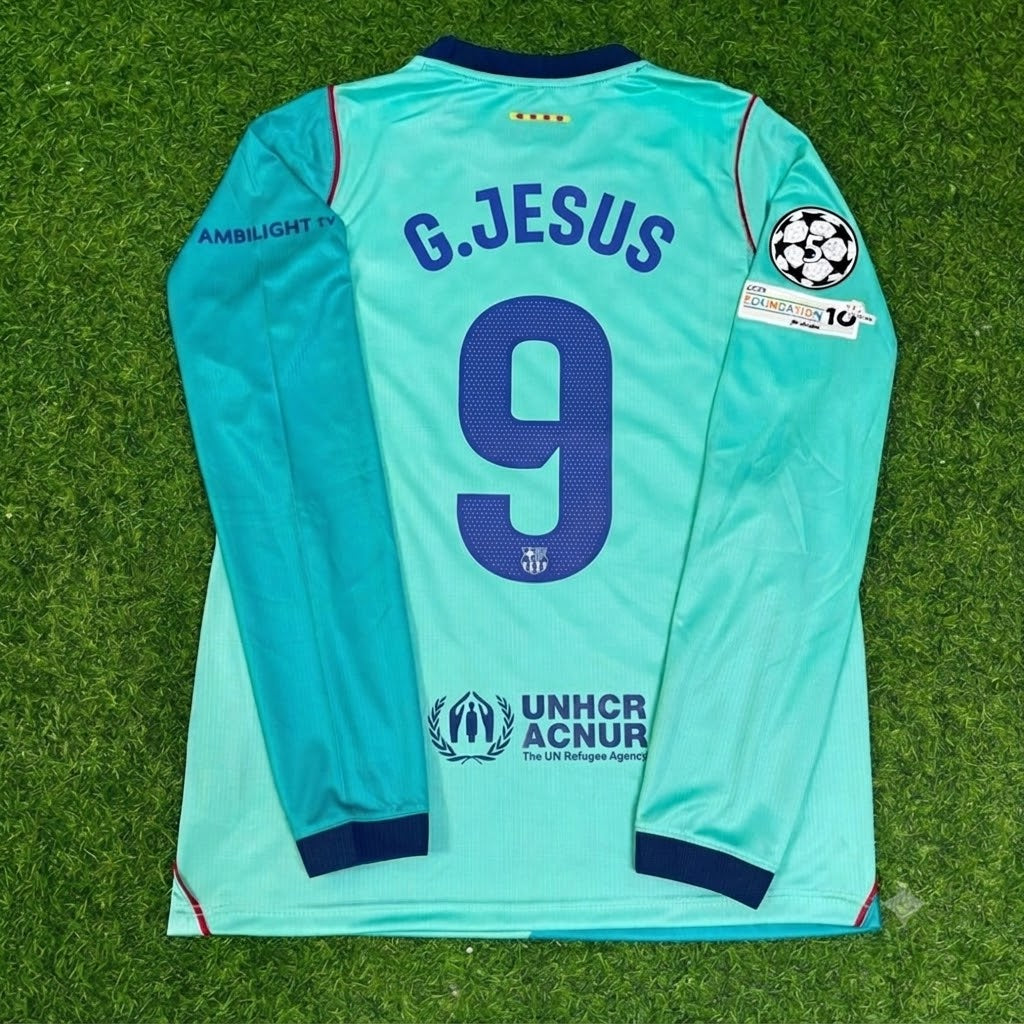 Gabriel Jesus #9 Barcelona 2027 New Season Long Sleeve Jersey Trikot Maillot Soccer Shirt