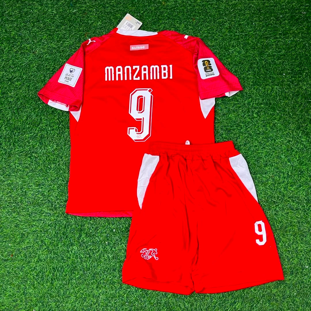 Johan Manzambi #9 Switzerland 2026 World Cup Children Jersey Trikot Maillot