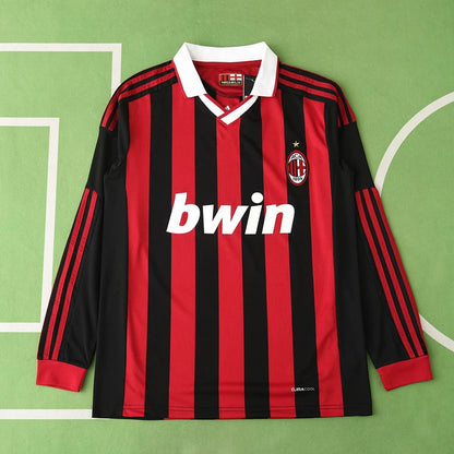 A.C.Milan 09/10 Season Red Home Long sleeved Retro Jersey Trikot Soccer Shirt