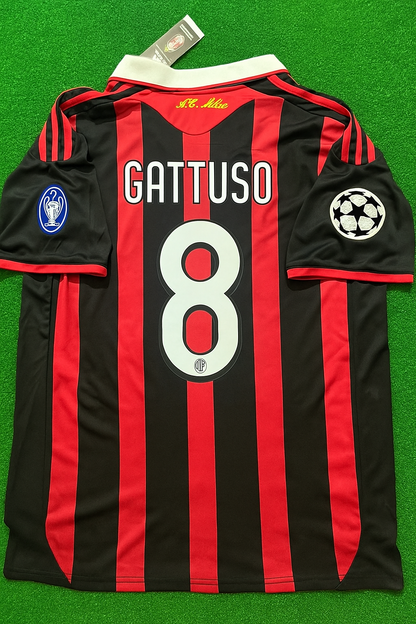 Gennaro Gattuso #8 - AC Milan 2009 2010 Red Black Kit Jersey Trikot Maillot Soccer Shirt