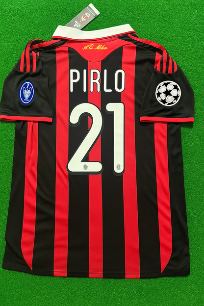 Andrea Pirlo - AC Milan 2009 2010 Red Black Kit Jersey Trikot Maillot Soccer Shirt