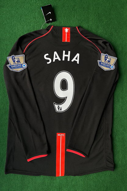Louis Saha Manchester United 2007-2008 Black Retro Jersey Trikot Camiseta Maillot Soccer Shirt