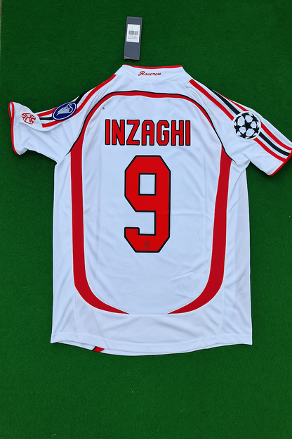 Filippo Inzaghi Milan 2007 Final White Retro Soccer Jersey Trikot Soccer Shirt