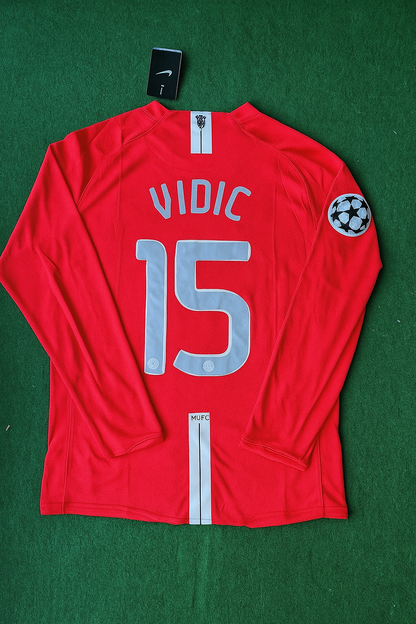 Nemanja Vidic Manchester United Champions League Final Moscow 2008 Retro Red Football Shirt Soccer Shirt