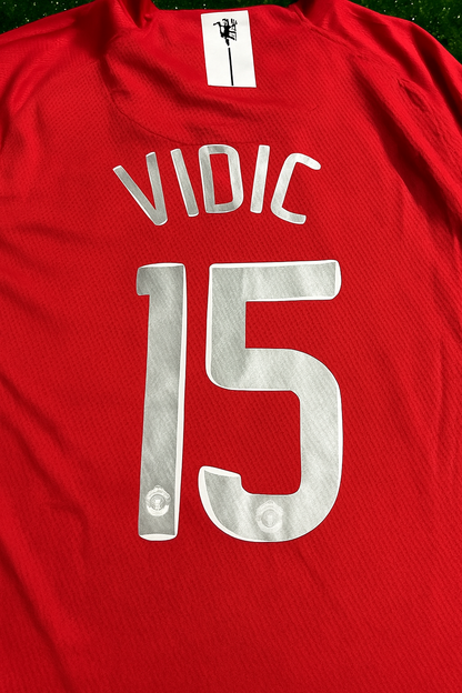 Nemanja Vidic Manchester United Champions League Final Moscow 2008 Retro Red Football Shirt Soccer Shirt