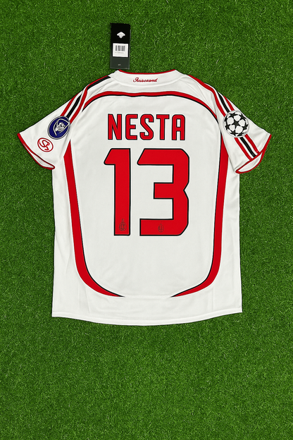 Alessandro Nesta Milan 2007 Final Athene Champions League Final White Retro Football Jersey Soccer Shirt