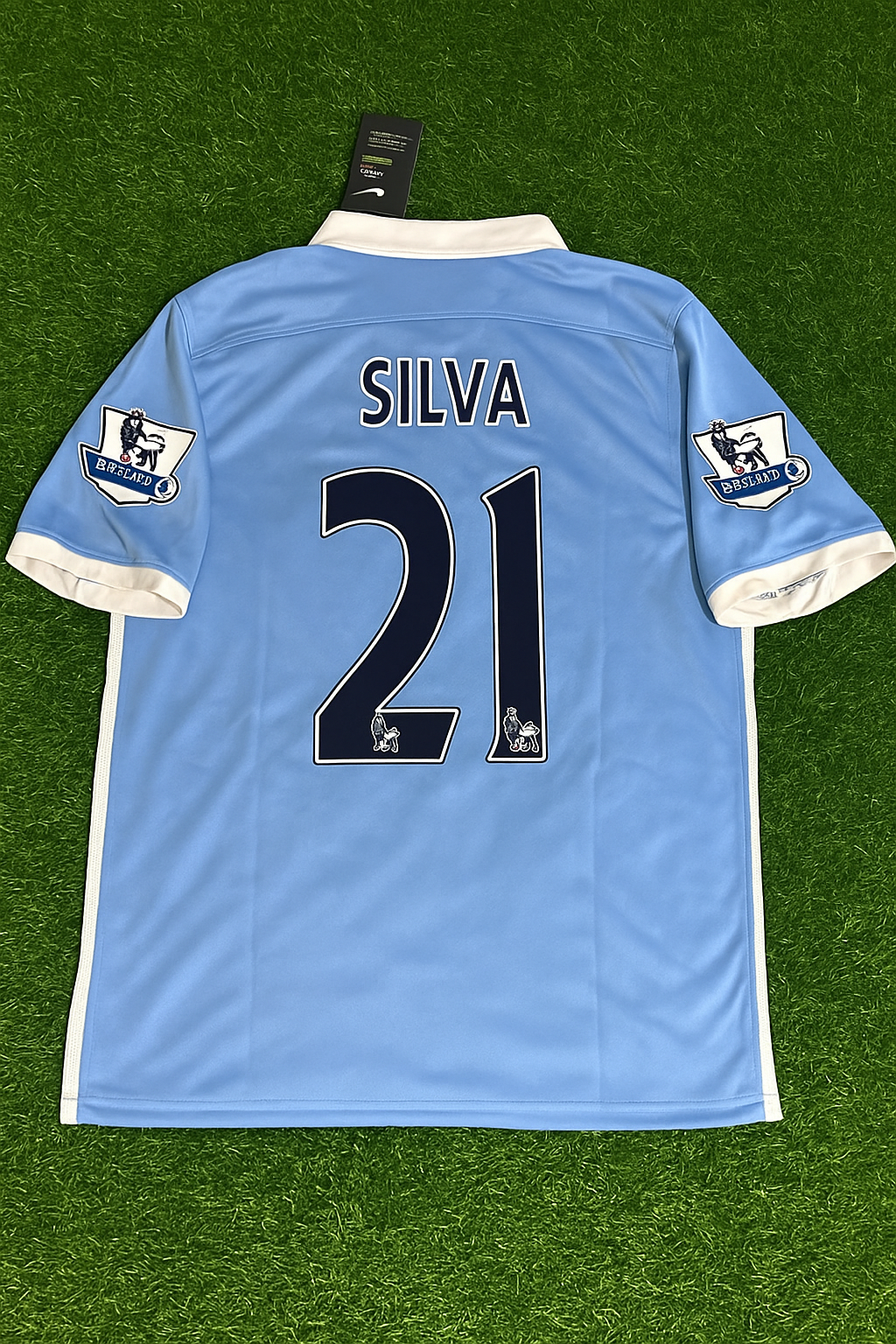 David Silva 21 Manchester City 2015/16 Home Kit Blue Retro Jersey Trikot Jersey Maillot Soccer Shirt