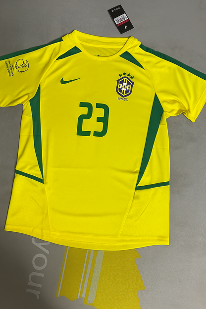 Kaká Leite Brazil 2002 World Cup Retro Football Jersey Soccer Shirt