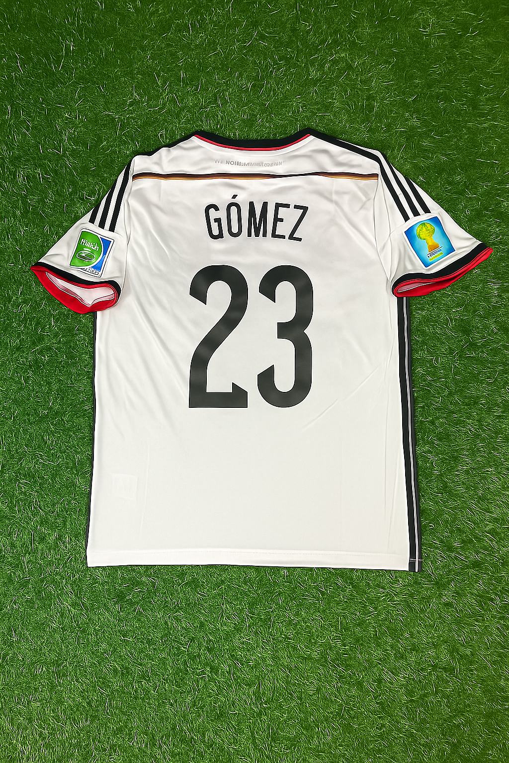 Mario Gómez - Germany Deutschland 2014 World Cup White Retro Kit Jersey Trikot Maillot Soccer Shirt