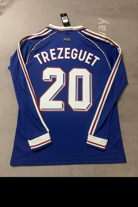 David Trezeguet France 1998 World Cup Retro Long Sleeve Football Jersey Maillot Trikot Soccer Shirt